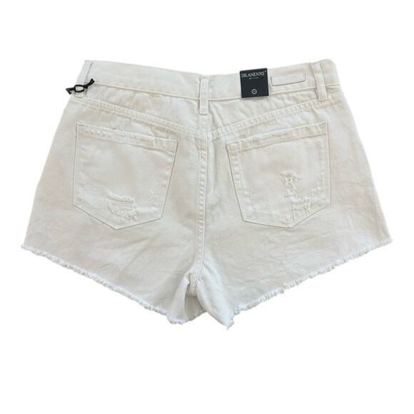 Blank NYC High Rise Distressed Button Fly Denim Shorts Fray Hem White Size 30 - Picture 2 of 12